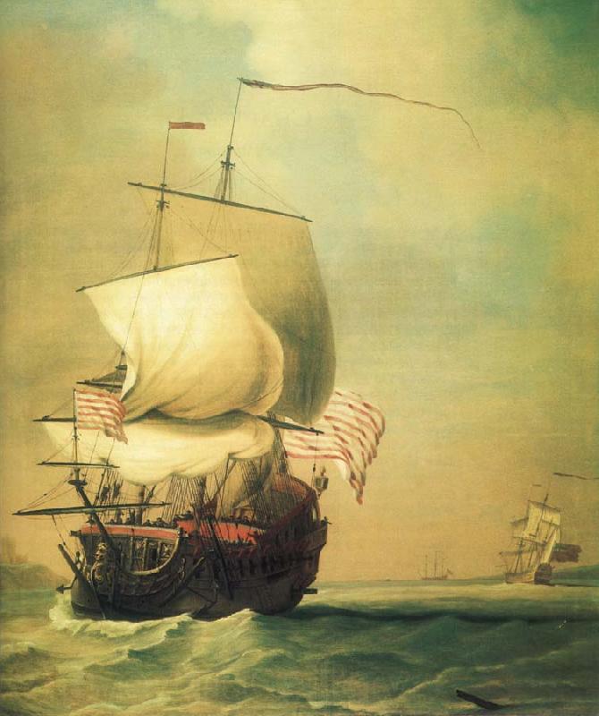 Monamy, Peter An English East Indiaman bow view Norge oil painting art